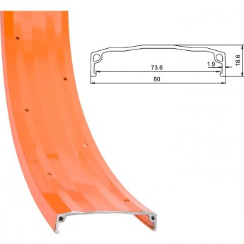 Обод 24" XP-736 32H одинарный, оранжевый (для Nav. 480MD FAT BIKE) Обод 24" XP-736 32H одинарный, оранжевый (для Nav. 480MD FAT BIKE)