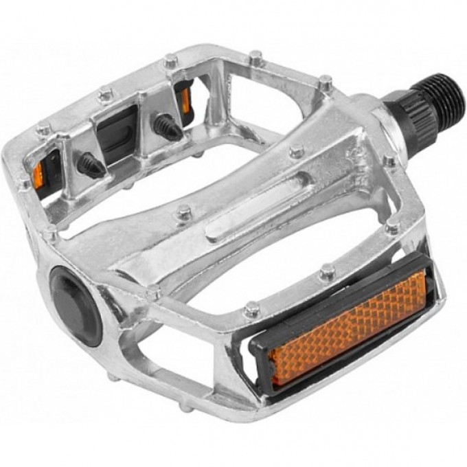 Педали BLF-B8 ось 9/16" со светоотражателями, алюминиевые серебристые 360107