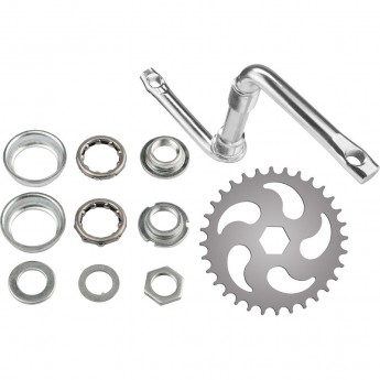 Шатун односоставный 102 мм звезда 32 зуба с деталями каретки, хромированные